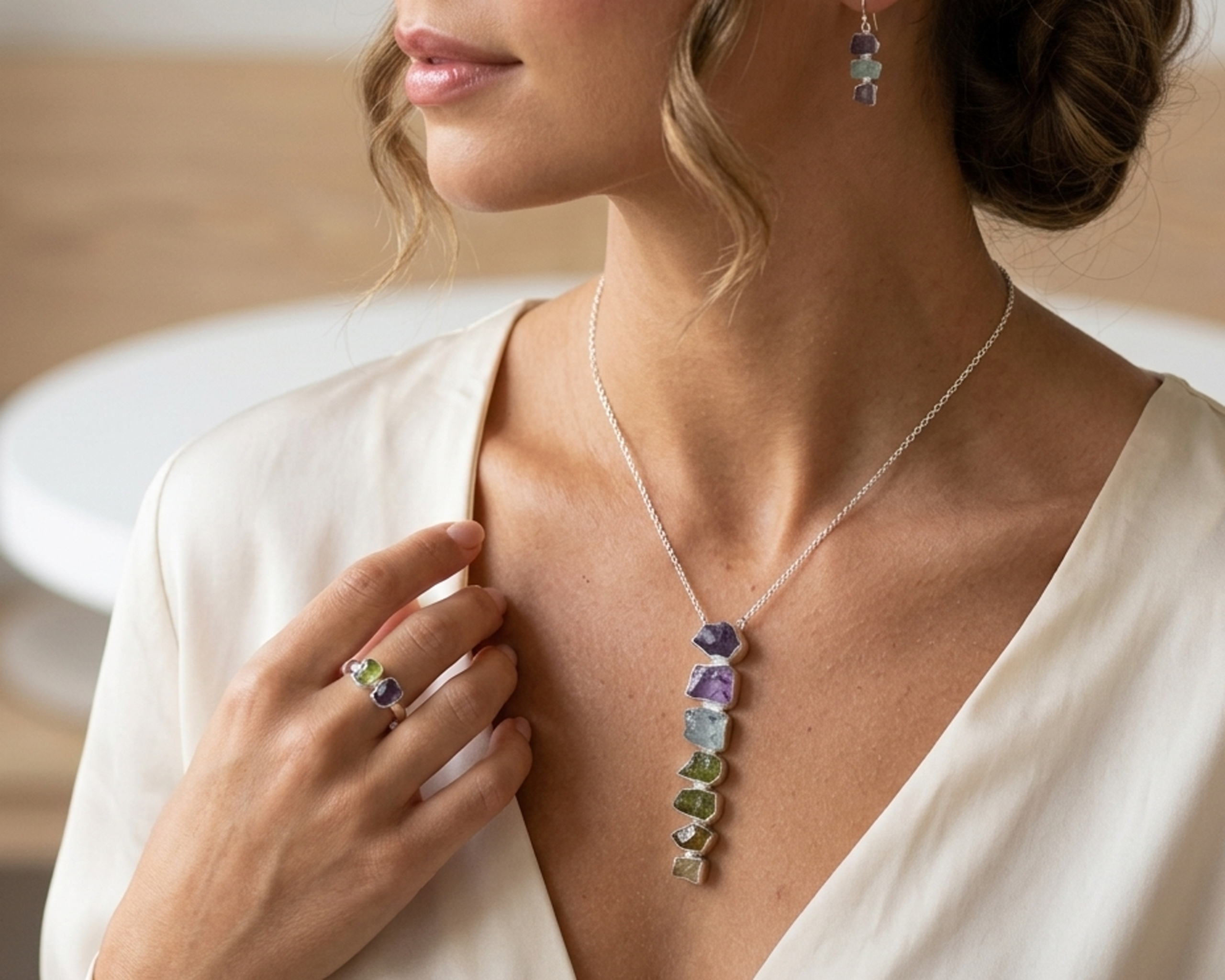 Seven Chakra Electroplated Pendant Necklace