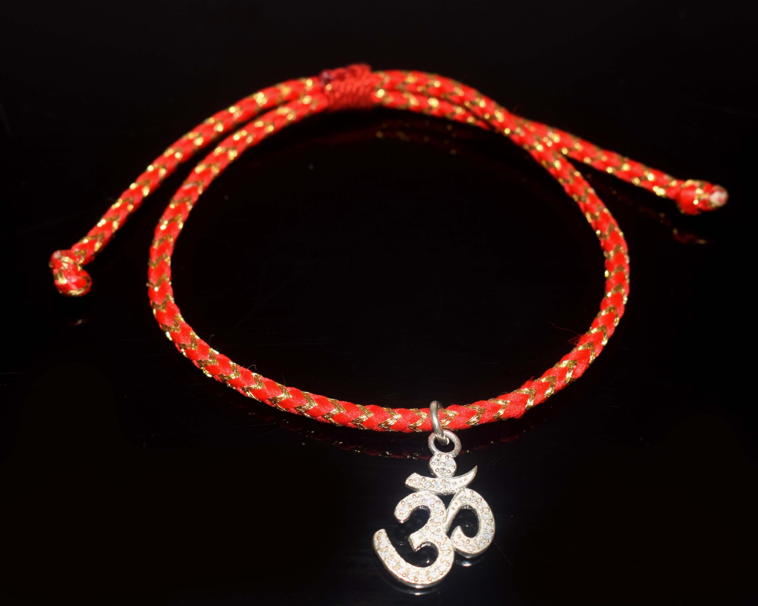 925 sterling silver  Adjustable Braided Cord Bracelet with silver Charm