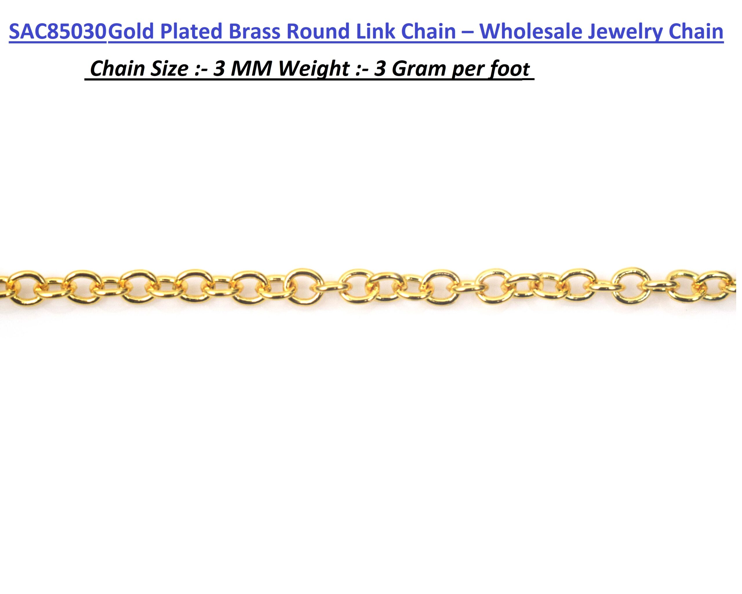 Gold Plated Brass Round Link Chain – Wholesale Jewelry Chain