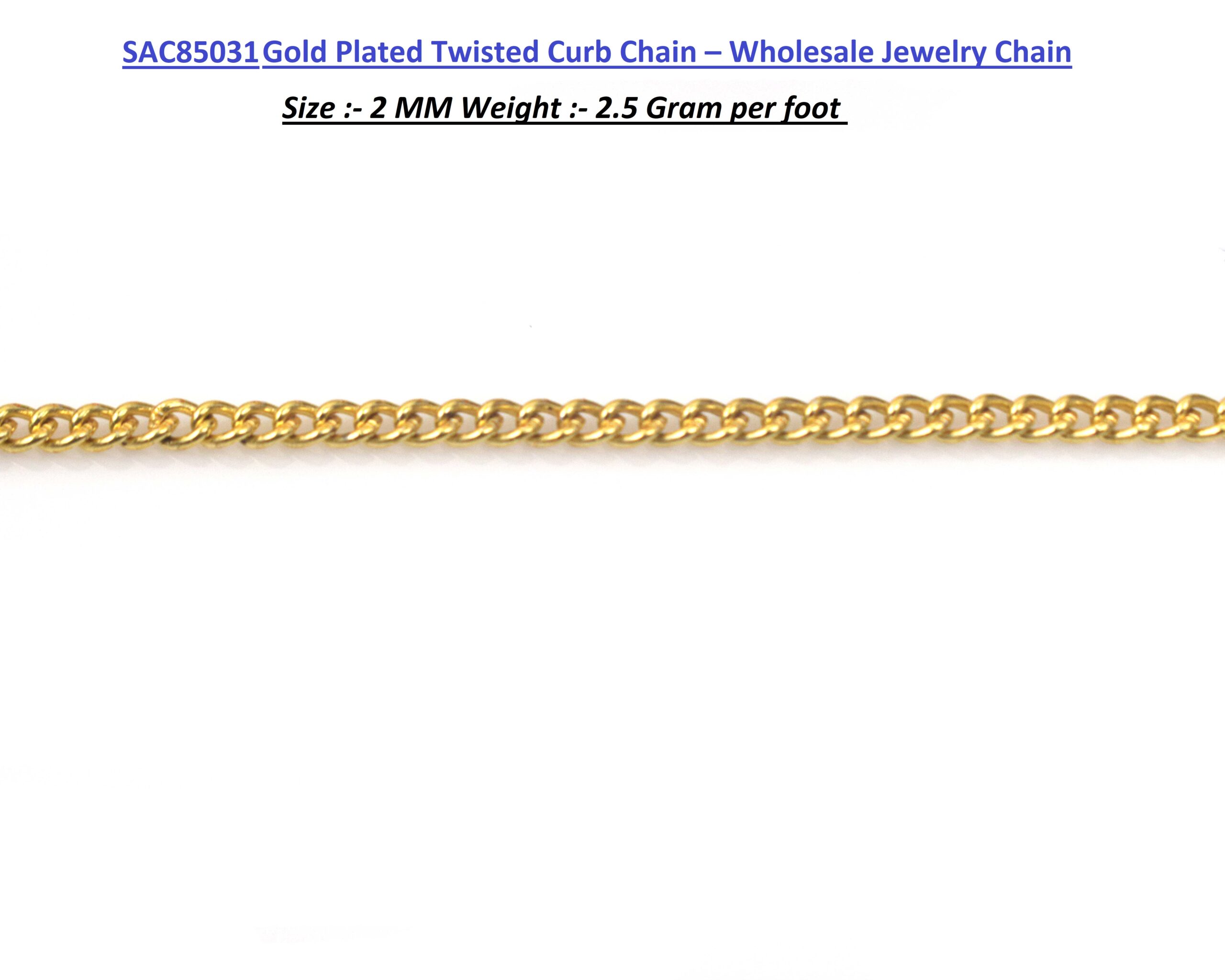 Gold Plated Twisted Curb Chain – Wholesale Jewelry Chain