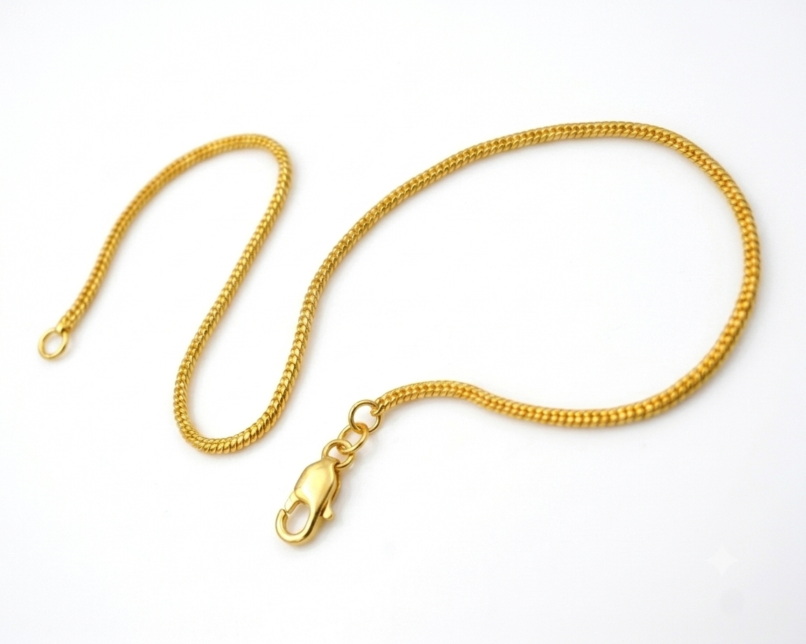 Gold-Plated Snake Chain Jewelry Component – Flexible Smooth Tube Link Chain for Necklace & Bracelet