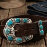 Natural Turquoise 925 Sterling Silver Leather Belt – Handmade Western Style
